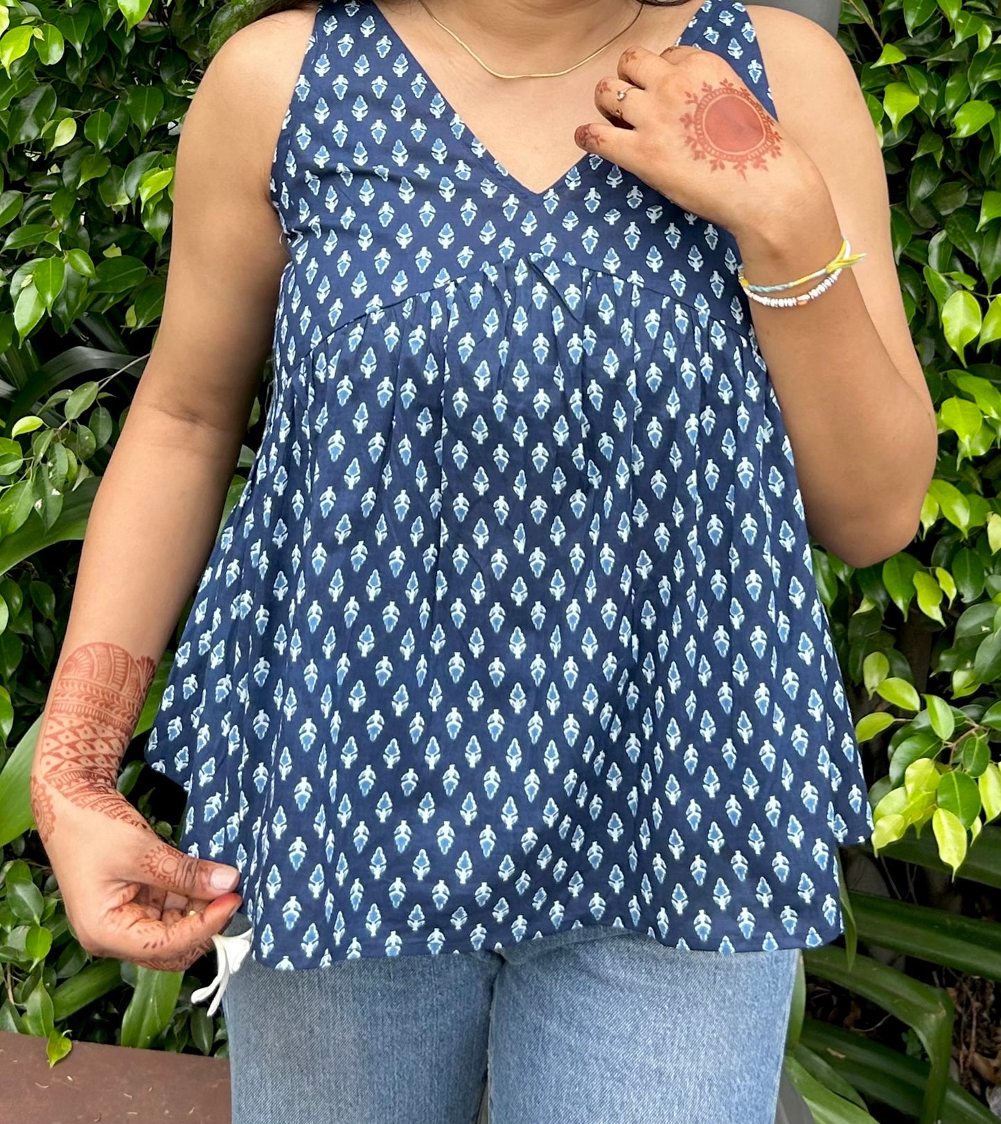 Indigo Blossom Peplum Top